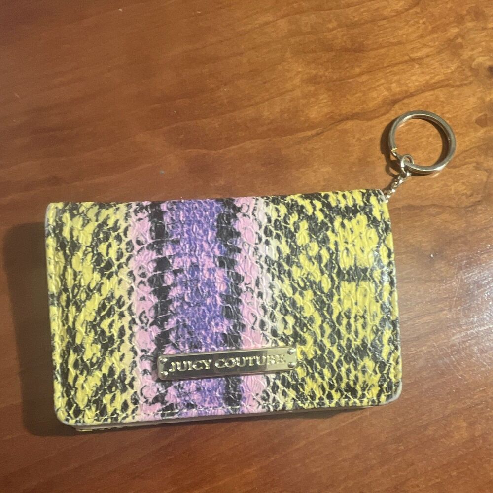 Vintage Y2K Juicy Couture Bifold Snakeskin Wallet On Keychain Multicolor